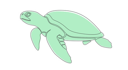 Elegant green sea turtle outline illustration, perfect for nature themed projects and design