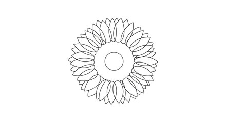 Elegant minimalist outline of a sunflower blossom displaying delicate petal arrangement suitable