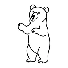 Fototapeta premium Illustration of a cute bear standing on its hind legs the bear is smiling and has a friendly expression, perfect for childrens books