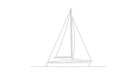 Minimalist line art of a sailboat on white background for nautical themes
