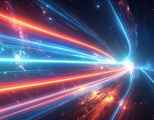 Naklejka premium Cosmic light streaks through nebula