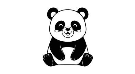 Cute Panda Bear Character Illustration with Charming Details and Expressive Face ideal for