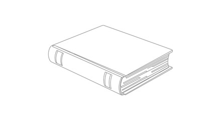 Detailed line drawing of a closed book resting on a surface in a minimalist style