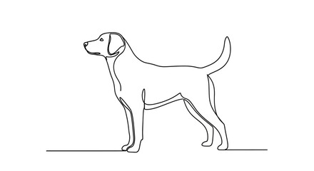 Elegant continuous line drawing of a labrador retriever dog silhouette pet portrait canine