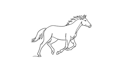 Elegant outline illustration of a running horse showcasing movement and gracefulness for artistic