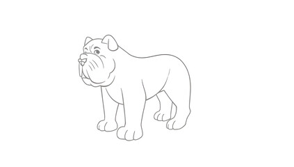 Black and white line art illustration of a bulldog in different poses. Simple sketch style, perfect for vector design, icons, stickers, or coloring books.