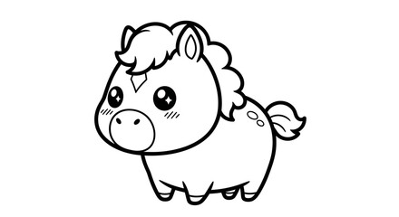 Adorable Cartoon Horse Illustration with Big Eyes and Cute Expression for Children