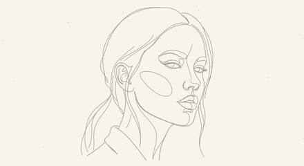 Elegant continuous line art portrait of a thoughtful young woman in minimalist style