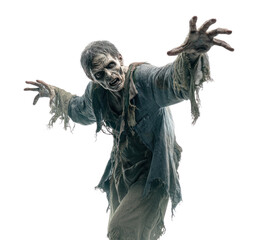 Fototapeta premium PNG Spooky zombie lunging forward outstretched theme frightening.