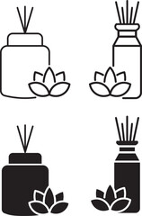 Aromatherapy icons symbols essential oil diffuser elements