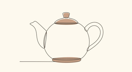 Elegant minimalistic teapot illustration using continuous line drawing technique for calm atmosphere