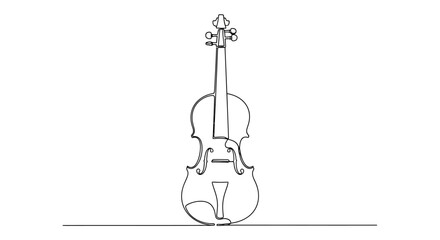 Elegant Continuous Line Drawing of a Violin for Creative Musical Projects © Anisah