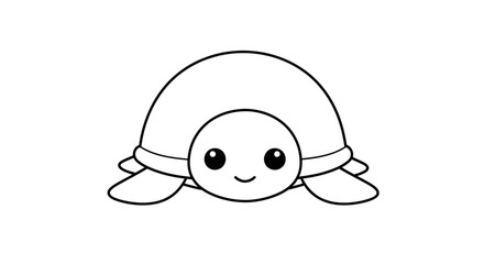 Adorable Outline Drawing of a Smiling Turtle Illustration for Kids and Educational Purposes