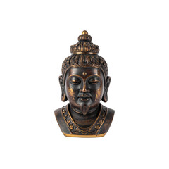 Fototapeta premium Gold ancient Buddha statue isolated on white with religion and culture symbol sculpture art from Asia
