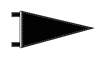 A Black and White Illustration of a Pennant Banner with Stitched Edges Design Element