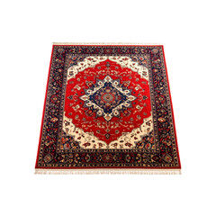 Antique Persian oriental carpet with traditional red vintage design pattern isolated on white