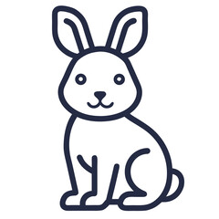Fototapeta premium Doodle icon of a sick rabbit representing veterinary healthcare, created in simple line vector art style on white background