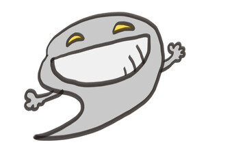 ニーっと歯を出して笑うオバケのイラスト