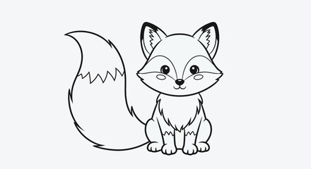 Adorable fox outline illustration for coloring pages and educational materials animal theme