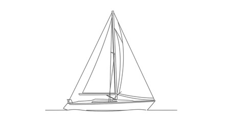 Minimalist line drawing of a sailboat illustrating nautical vessel design and simplicity
