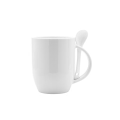 Obraz premium Blank white ceramic coffee mug isolated on a white background with a reflection