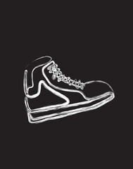 Man boots brush painting illustration. Shoe- footwear art painting.