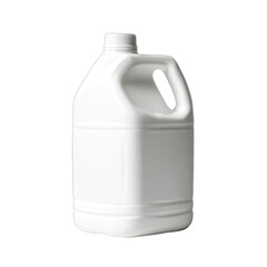White plastic jug w/ handle, ribbed base, plain background