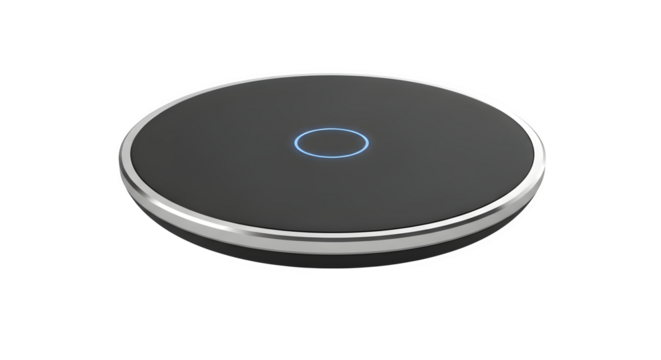 Wireless charger pad isolated on transparent background, a convenient and modern way to power up your devices without the hassle of cables