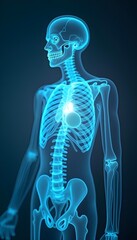 3D illustration of a human chest x-ray showing pain or inflammation. Medical Science and Health