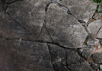 Cracked Concrete Floor with Chunky Fractures Texture Background.