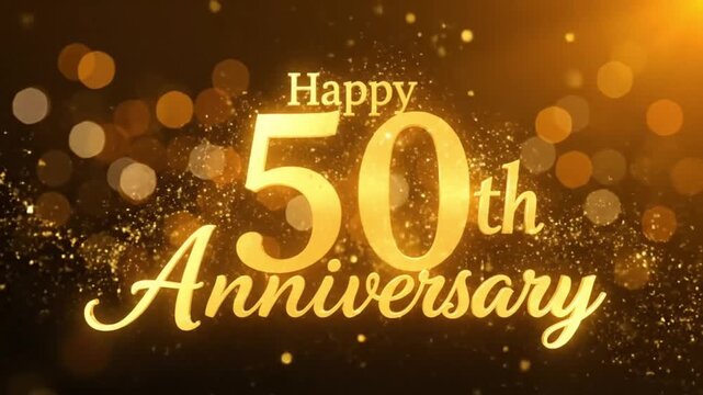 happy fiftieth anniversary sparkling gold lights