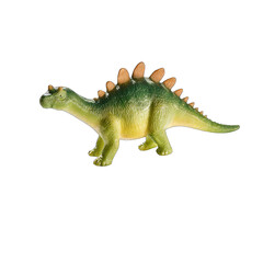 Naklejka premium Green toy dinosaur, plated back, isolated