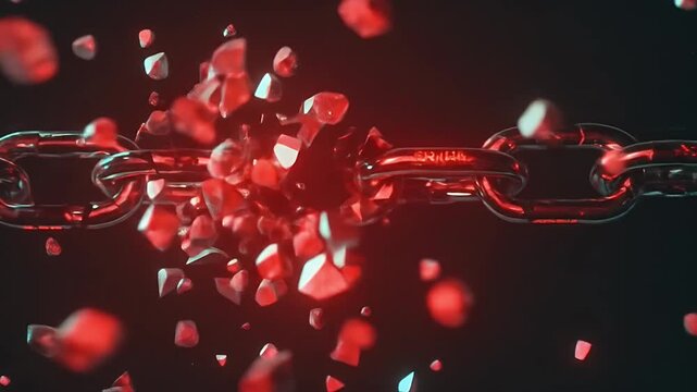 Breaking Chain Symbolizing Freedom and Breaking Barriers.