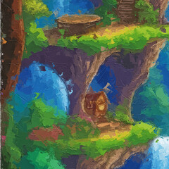 Various oil paintings, flowers, roses, peonies, scenic villages, houses, chrysanthemums, forests, waterfalls