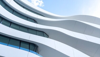 Abstract closeup of a modern architectural facade showcasing wavy patterns and smooth textures