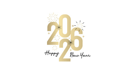 HAPPY NEW YEAR 2026, New Year's Eve Party, Gold text Fireworks, Firework background Banner poster post design