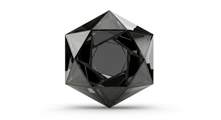 Geometric black crystal shape isolated on white