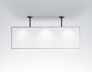 Ceiling sign mockup isolated on white background, copy space