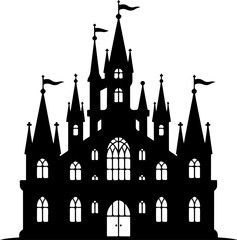 Obraz premium Gothic castle silhouette vector illustration
