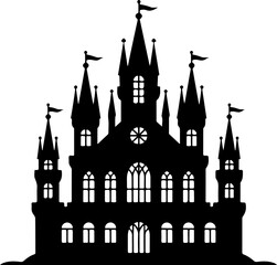 Obraz premium Gothic castle silhouette vector illustration