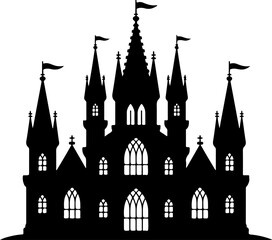 Fototapeta premium Gothic castle silhouette vector illustration