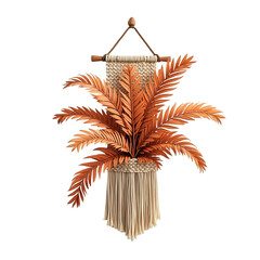 Ornate decorative wall hanging with woven detailing and dried, vibrant orange foliage presents a sophisticated aesthetic against a stark, deep black backdrop.