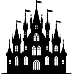 Obraz premium Gothic castle silhouette vector illustration
