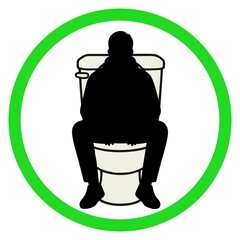 symbol of a person sitting on a toilet seat