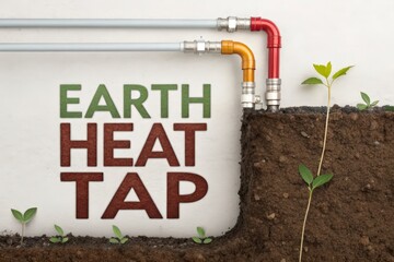 Diagram of a geothermal energy system extracting heat from Earth
