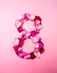 Rose petals form the number eight