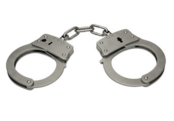 Metal handcuffs isolated on transparent background