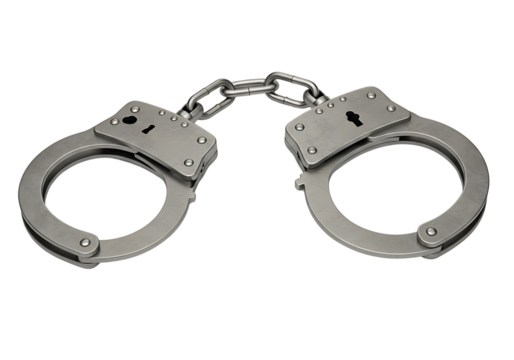 Metal handcuffs isolated on transparent background