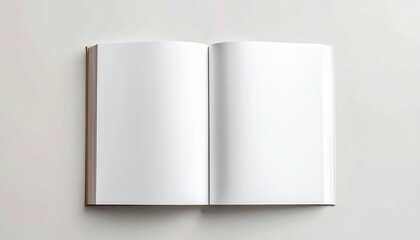An open book, neutral background, focus on the blank page.