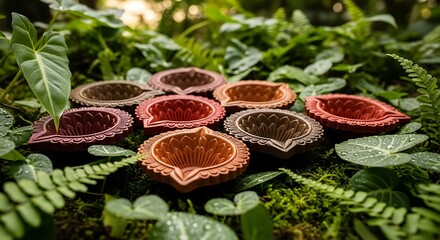 Eco-Friendly Clay Diya with Plants for Sustainable Diwali Celebration